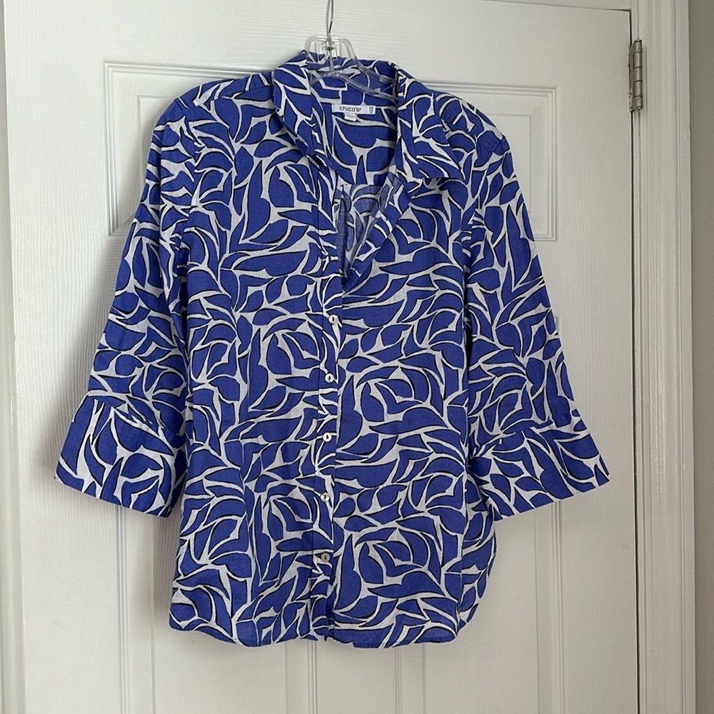 Chico’s No Iron Linen 3/4 Sleeve Top - Size 2.5/14